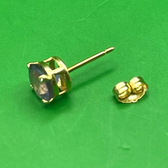Estate 14K Gold Amethyst Stud Earrings Mexico Hallmarked Lavender Purple Jewelry - Picture 8 of 11